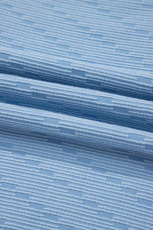 Sporty Casual Corded Knit Contrast Trim Cap Sleeve Top And Matching Shorts Set